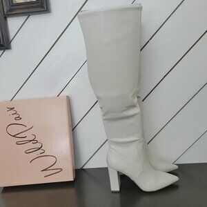 NWT Wild Pair  Eileenep Womens 9 Knee-High Bone Boots  Block Heel Pointed Toe